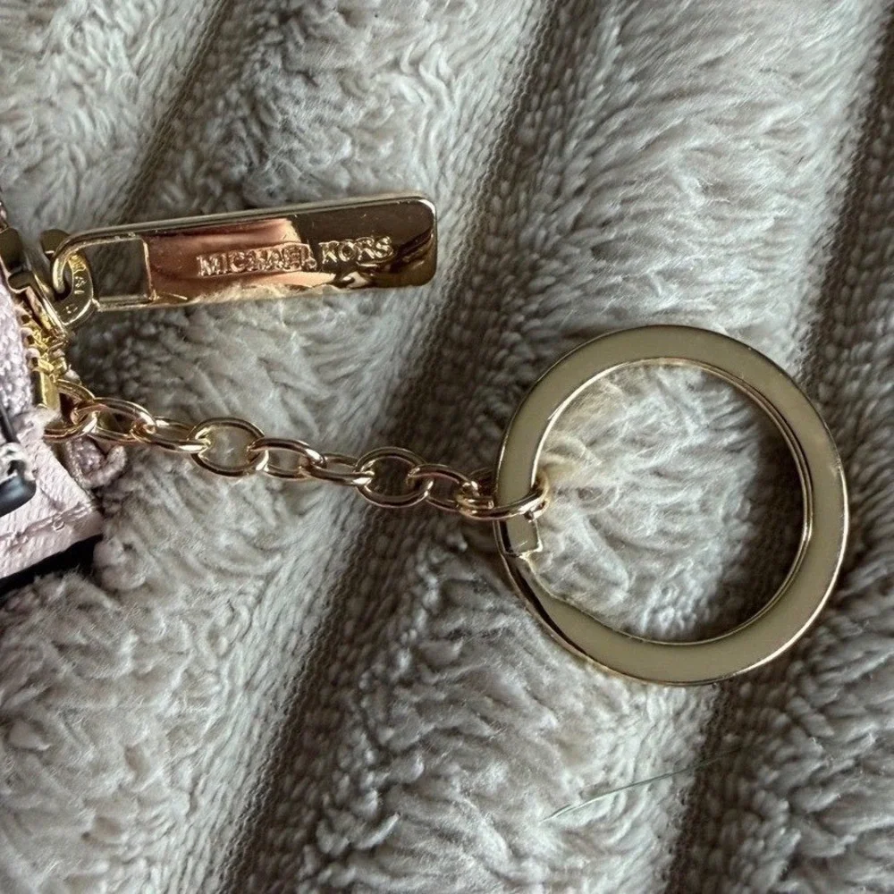 Michael Kors Pink Jet Set Travel Small Top Zip Coin Pouch with ID Holder.